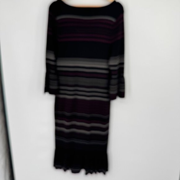 Max Studio Striped Knit sweater Dress Bell Sleeves Ruffle Size Large new $148 - Picture 10 of 14